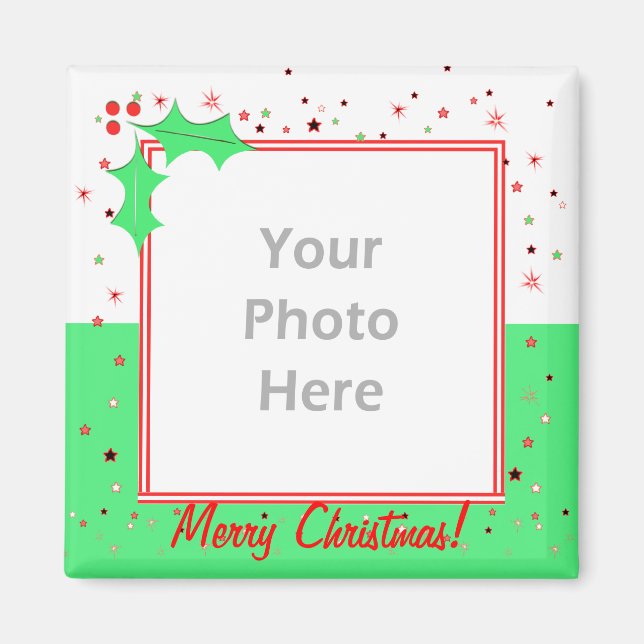 Frohe Weihnachts-Holly-Stars (Foto-Rahmen) Magnet (Vorne)