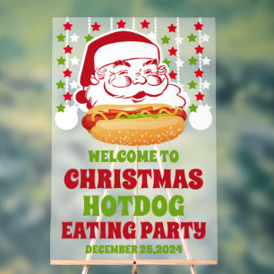 Frohe Weihnachts Hot Dog Party Willkommen Mattiert Acrylschild