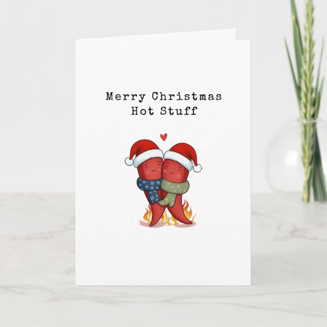 Frohe Weihnachts-Hot-Stuff-Karte Dankeskarte (Vorderseite)