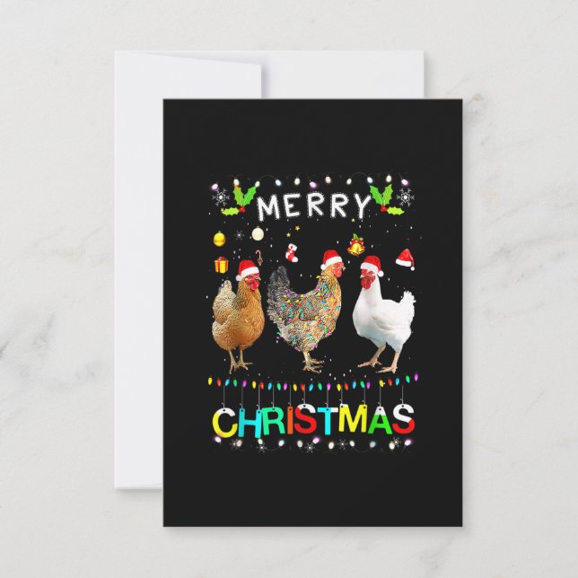 Frohe Weihnachts Hühnchen Shirt Weihnachtsmannmütz Dankeskarte (Vorderseite)