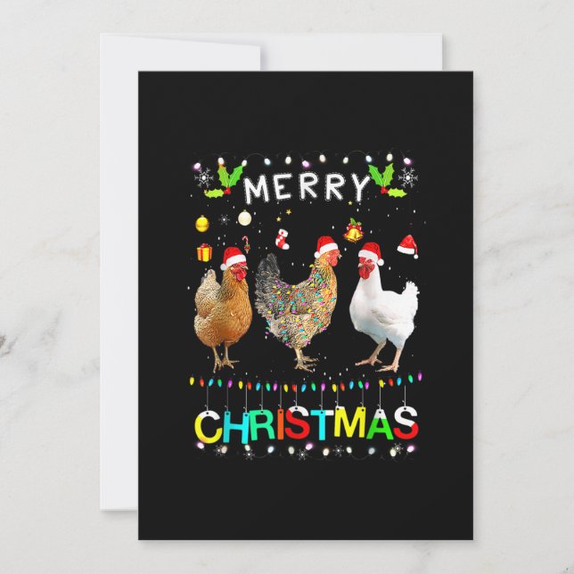 Frohe Weihnachts Hühnchen Shirt Weihnachtsmannmütz Save The Date (Vorderseite)
