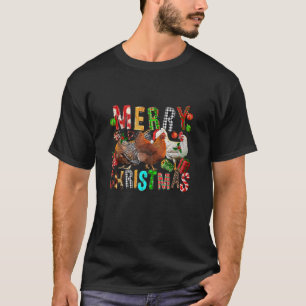 Frohe Weihnachts-Hühnchen-Shirts Weihnachtsmannmüt T-Shirt