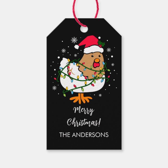 Frohe Weihnachts-Hühnchen Weihnachten Personalisie Geschenkanhänger (Vorderseite)