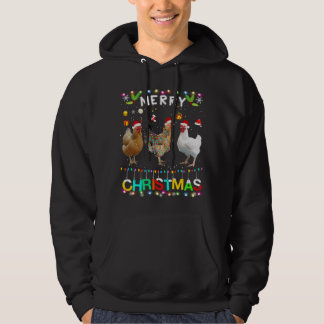 Frohe Weihnachts Hühnchen Weihnachtsmannmütze Ligh Hoodie