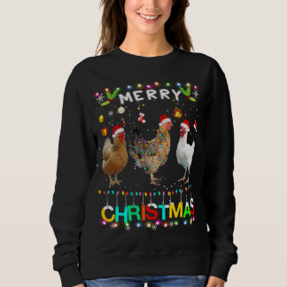 Frohe Weihnachts Hühnchen Weihnachtsmannmütze Ligh Sweatshirt