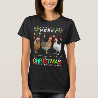 Frohe Weihnachts Hühnchen Weihnachtsmannmütze Ligh T-Shirt