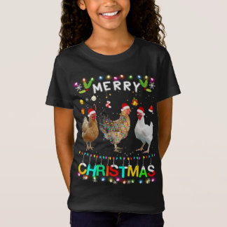 Frohe Weihnachts Hühnchen Weihnachtsmannmütze Ligh T-Shirt