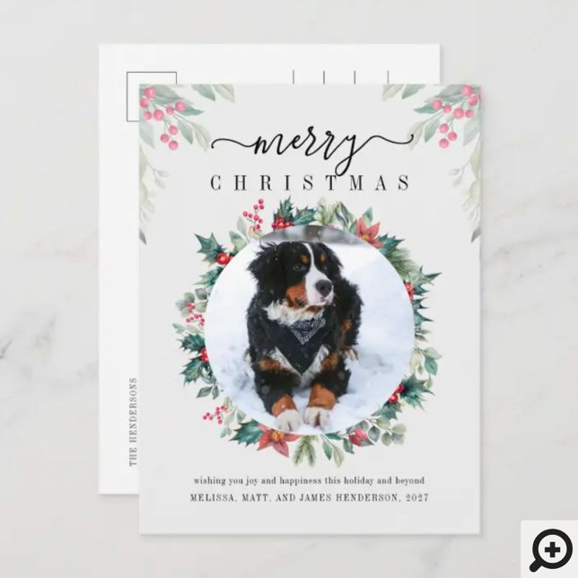 Frohe Weihnachts-Hund Foto Mistletoe Feiertagspostkarte (Von Creator hochgeladen)