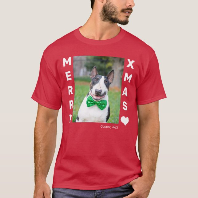 Frohe Weihnachts-Hund-Foto T-Shirt (Vorderseite)