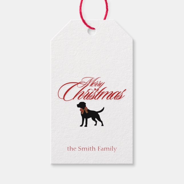 Frohe Weihnachts-Hund klassische Geschenkmarke Geschenkanhänger (Vorderseite)