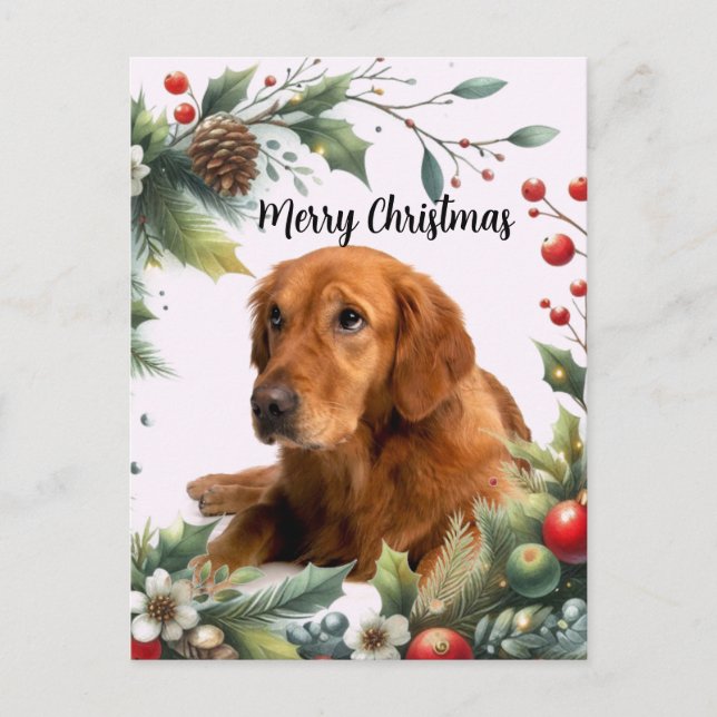 Frohe Weihnachts-Hund Lover Golden Retriever Postkarte (Vorderseite)
