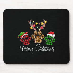 Frohe Weihnachts-Hund Paws Lights Buffalo Kariert Mousepad