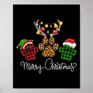 Frohe Weihnachts-Hund Paws Lights Buffalo Kariert  Poster