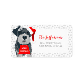 Frohe Weihnachts-Hund-Weihnachtsmannmütze-Adressen Adressaufkleber
