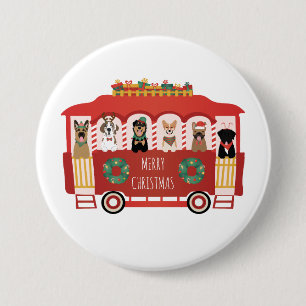 Frohe Weihnachts-Hunde Urlaub Trolly Button