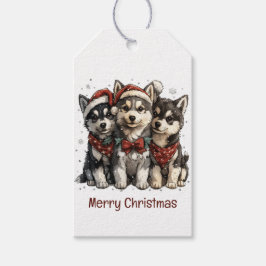 Frohe Weihnachts-Husky-Hunde Geschenkanhänger