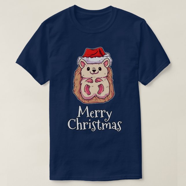 Frohe Weihnachts-Igel Santas Hat Igel T-Shirt (Design vorne)