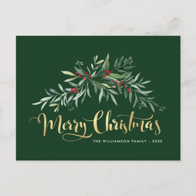 Frohe Weihnachts-Imitate-Folienschrift Postkarte (Vorderseite)