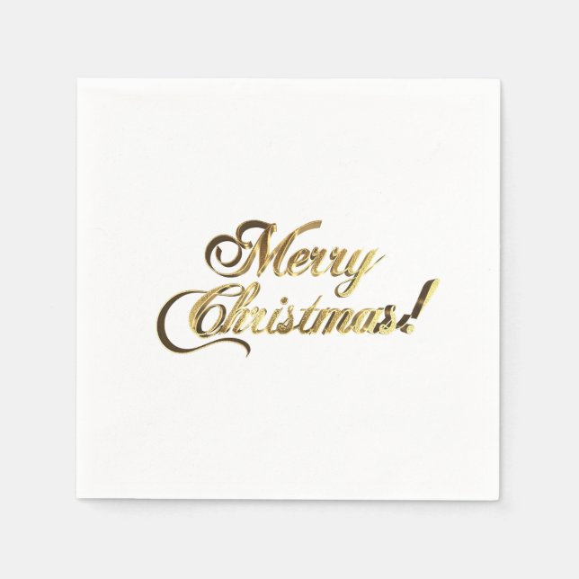 Frohe Weihnachts-Imitate Gold Foil Typografie Eleg Serviette (Vorderseite)