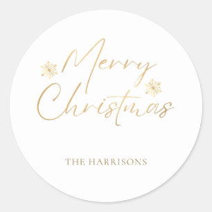 Frohe Weihnachts-Imitate Gold Foil Weiße Lässige S Runder Aufkleber