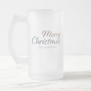 Frohe Weihnachts-Imitate Silver & Gold Glitzer Cus Mattglas Bierglas