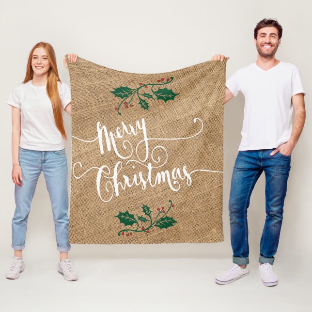 Frohe Weihnachts-Imitate Texture Burlap Fleecedecke (Beispiel)