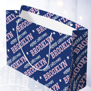 Frohe Weihnachts-Individuelle Name Navy Pink Große Geschenktüte