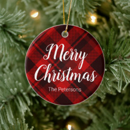 Frohe Weihnachts-Individuelle Name Red Black Karie Keramik Ornament
