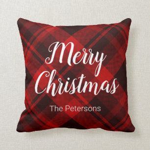 Frohe Weihnachts-Individuelle Name Red Black Karie Kissen