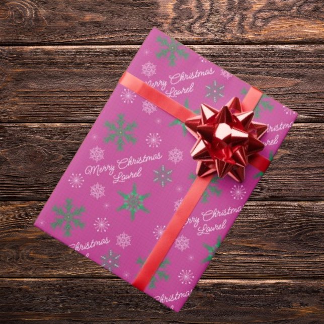 Frohe Weihnachts Individuelle Name Wrapping Paper Geschenkpapier (Von Creator hochgeladen)