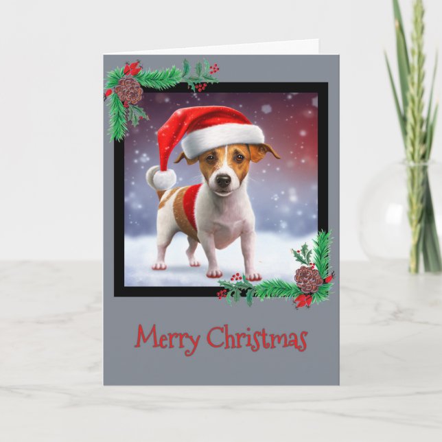 Frohe Weihnachts-Jack Russell Terrier Grußkarte Dankeskarte (Vorderseite)