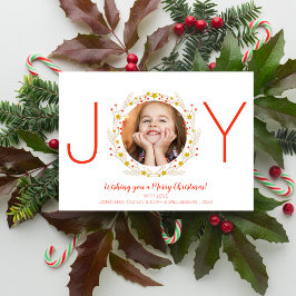 Frohe Weihnachts Joy Holiday Foto Wreath Feiertagskarte