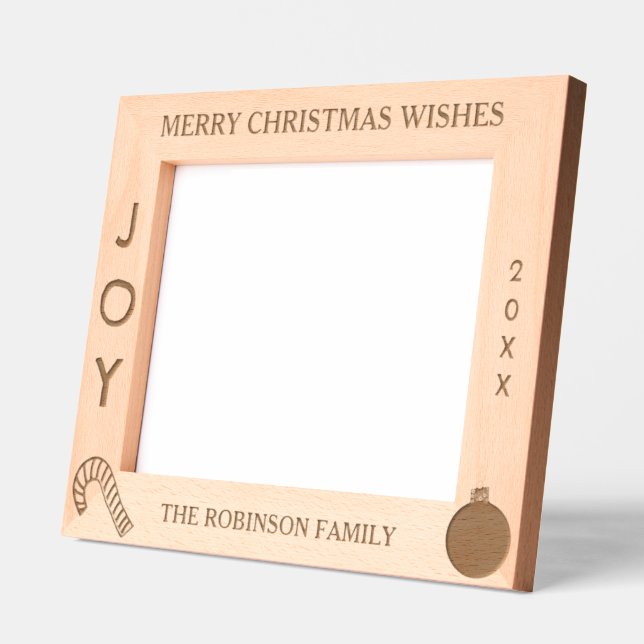 Frohe Weihnachts Joy Name 10 x 8 Foto Geätzte Rahmen (Links)