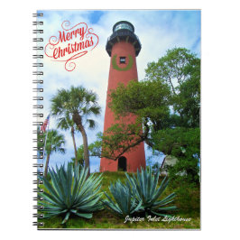 Frohe Weihnachts Jupiter Inlet Lighthouse Florida Notizblock