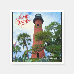 Frohe Weihnachts Jupiter Inlet Lighthouse Florida Serviette