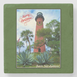 Frohe Weihnachts Jupiter Inlet Lighthouse Florida Steinuntersetzer