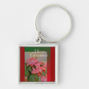 Frohe Weihnachts-Kaktus-Blume Schlüsselanhänger