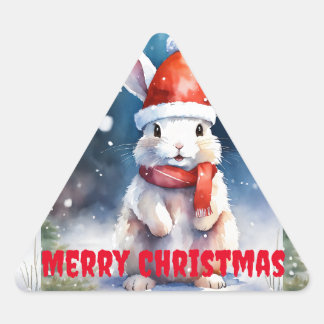 Frohe Weihnachts-Kaninchen-Triangle-Aufkleber - Dreieckiger Aufkleber