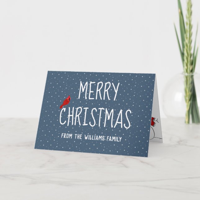 Frohe Weihnachts-Kardinal auf Sternenkarte Karte (Vorderseite)