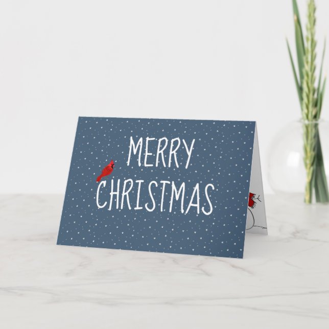 Frohe Weihnachts-Kardinal auf Sternenkarte Karte (Vorderseite)
