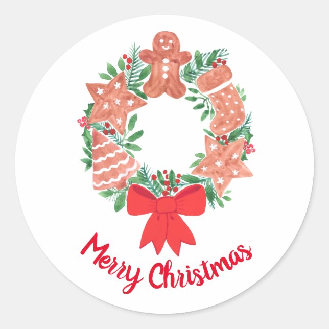 Frohe Weihnachts-Kekse Runder Aufkleber (Vorderseite)