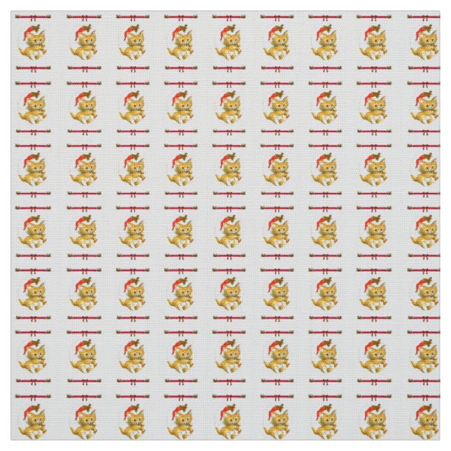 Frohe Weihnachts Kitten Fabric Stoff (Muster)