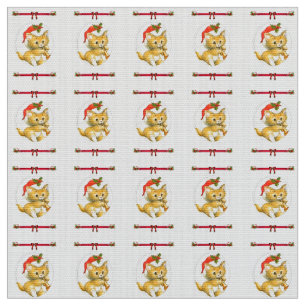 Frohe Weihnachts Kitten Fabric Stoff