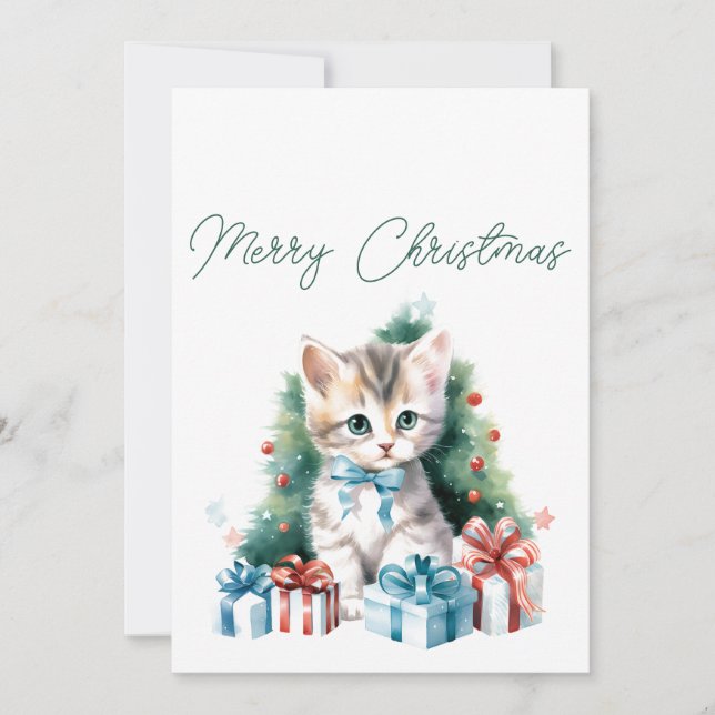 Frohe Weihnachts Kitten Urlaub Grußkarte Feiertagskarte (Vorderseite)