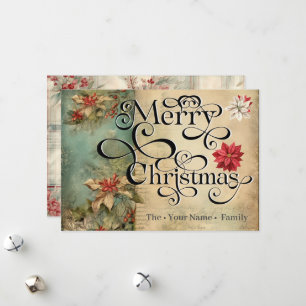 Frohe Weihnachts-Klassik-Blume Typografie Feiertagskarte