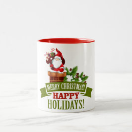 Frohe Weihnachts-Klassik-Tasse Zweifarbige Tasse