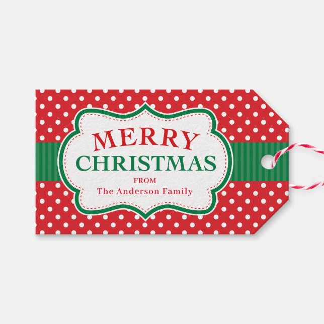 Frohe Weihnachts Klassische Personalisierte Gesche Geschenkanhänger (Vorderseite (Horizontal))