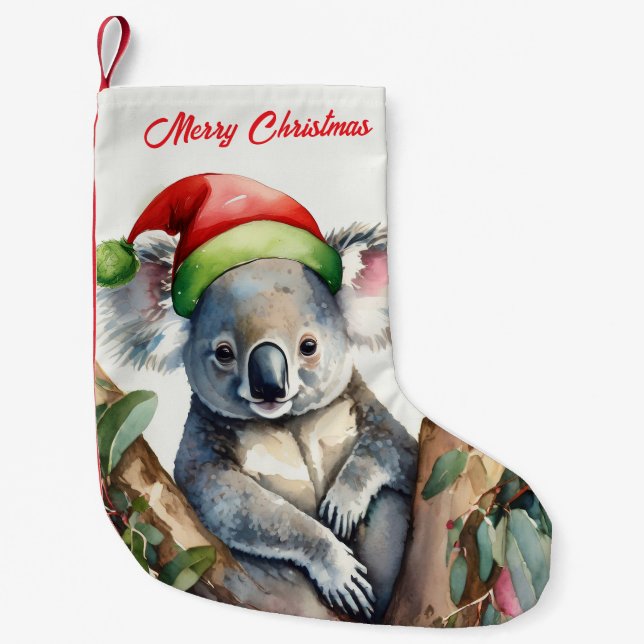Frohe Weihnachts-Koala in Gumtree Kleiner Weihnachtsstrumpf (Vorderseite)