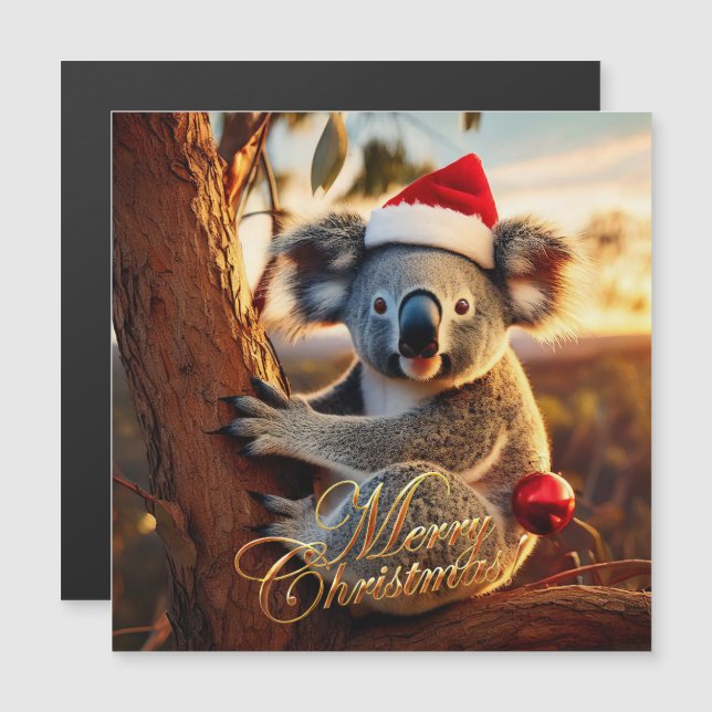 Frohe Weihnachts-Koala in Gumtree Magnetkarte (Vorne/Hinten)