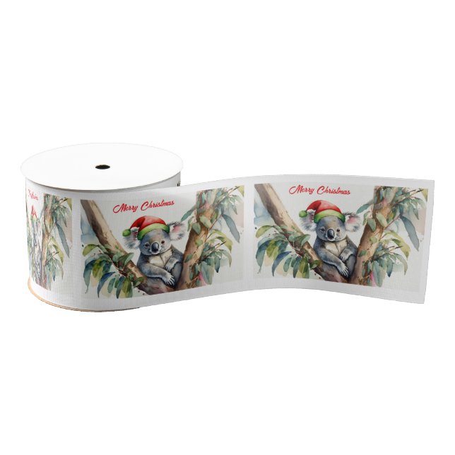 Frohe Weihnachts-Koala in Gumtree Ripsband (Spule)